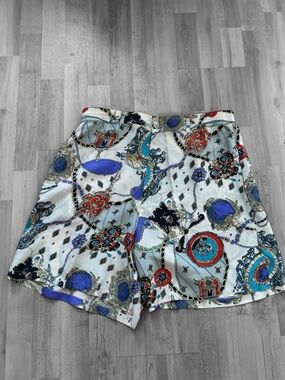 Snow 100% Silk Shorts French Graphic Print Size Medium